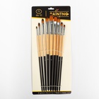 Набор кистей художественных, нейлон, 9 штук: № 0, 2, 4, 6, 8, 10, 12, 14, 16, закругленные, с длинными ручками, международный размер - фото 120699882