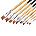 Набор кистей художественных, нейлон, 9 штук: № 0, 2, 4, 6, 8, 10, 12, 14, 16, плоские, скошенные, с длинными ручками, международный размер 2694224