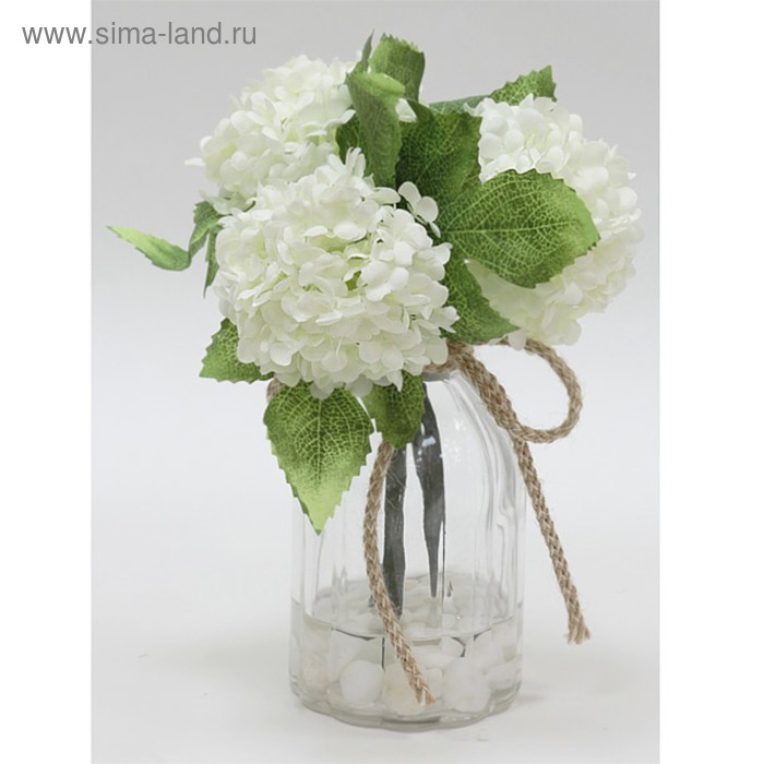 Декор.цветы Гортензии белые в стекл.вазе - Фото 1