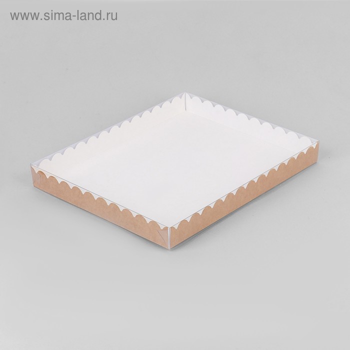 Коробочка для печенья с PVC крышкой, крафт 23,5 х 30 х 3 см - Фото 1