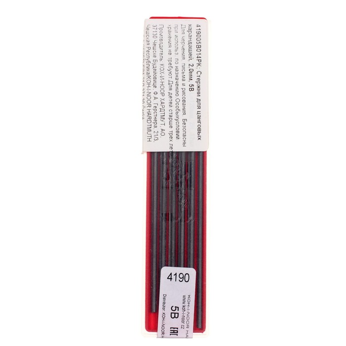 Грифели для цанговых карандашей 2.0 мм, Koh-I-Noor 4190 5В, 12 штук - Фото 1
