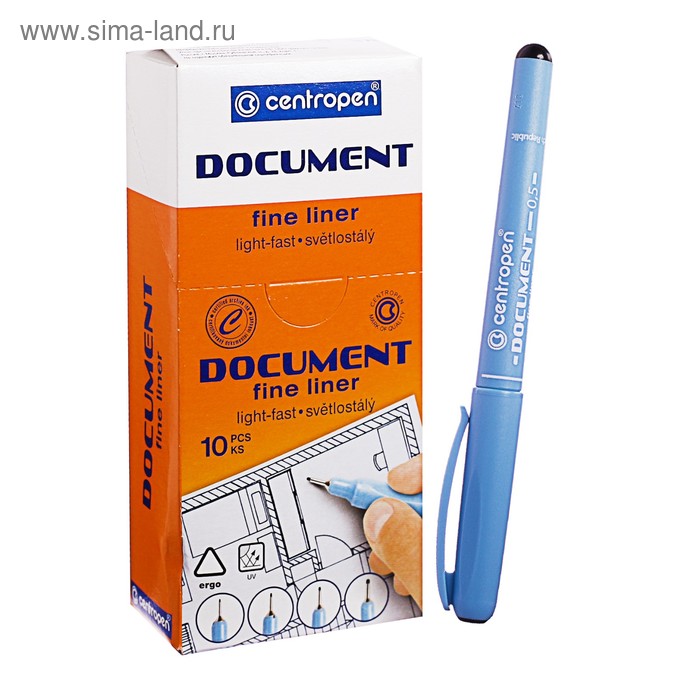 Ручка капиллярная для черчения Centropen 2631, чёрный стержень, узел 0.5 мм - Фото 1