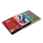 Карандаши акварельные набор 24 цвета, Koh-I-Noor Mondeluz 3724, в металлическом пенале - фото 8360921