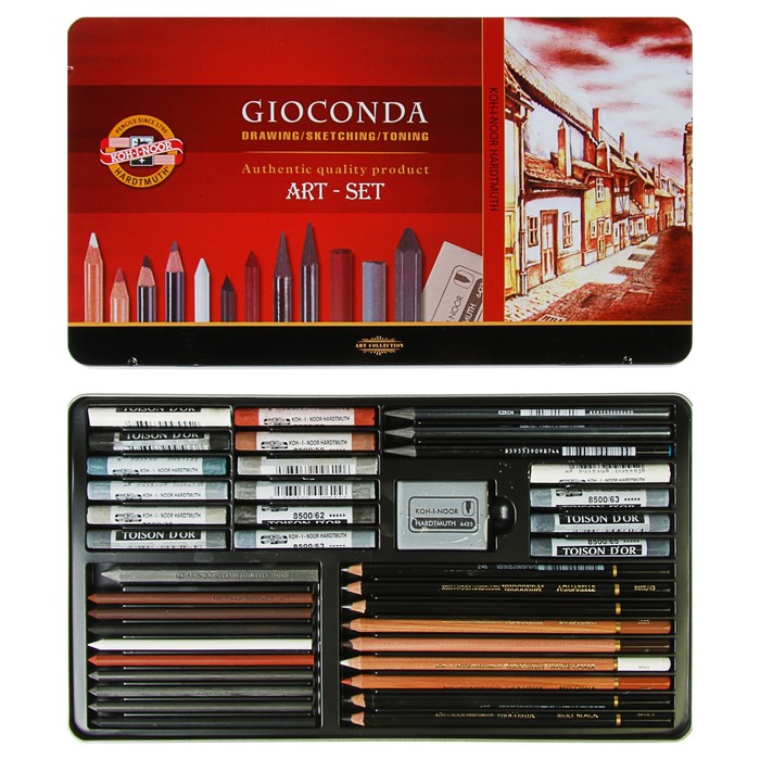 Художественный набор Koh-I-Noor 8891, GIOCONDA, 39 предметов в металлическом пенале - фото 8621845