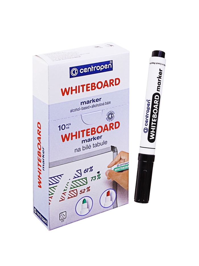 Маркер для доски Centropen 8559, узел 5.0 мм, ширина линии 2.5 мм/1-4.6 мм, спиртовой, чёрный - Фото 1