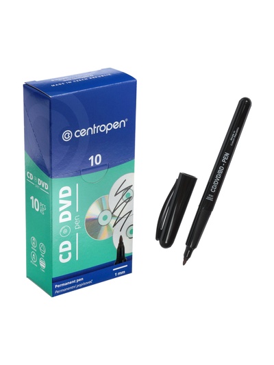 Маркер для CD/DVD, Centropen 4606, диаметр узла 2.5 мм, линия 1 мм, цвет чёрный