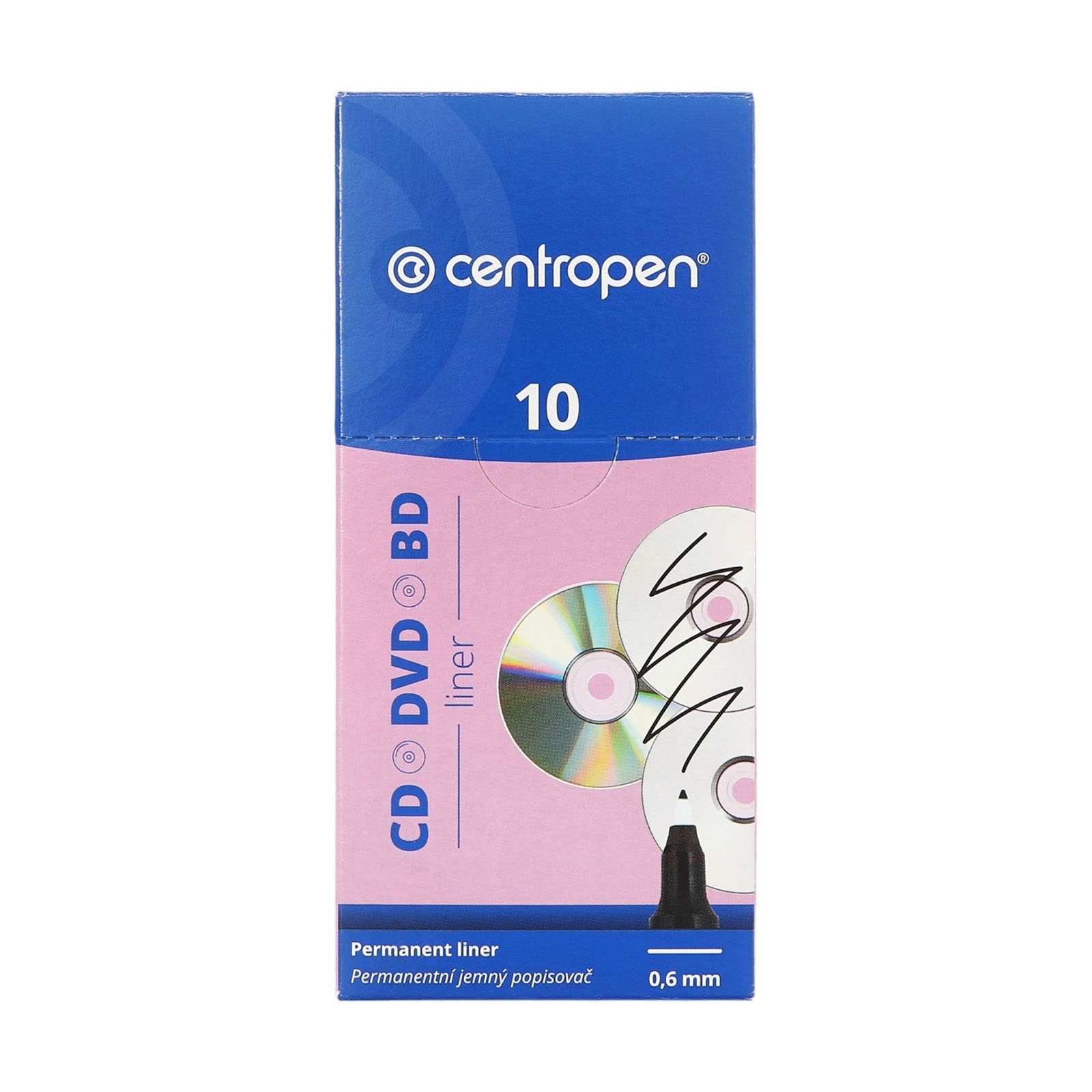 Маркер для CD/DVD Centropen 4616, диаметр узла 1.2 мм, линия 0.6 мм, синий