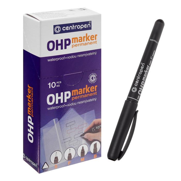 Маркер для OHP перманентный 1.2 мм, линия 0.6 мм, Centropen 2636F, цвет чёрный - Фото 1