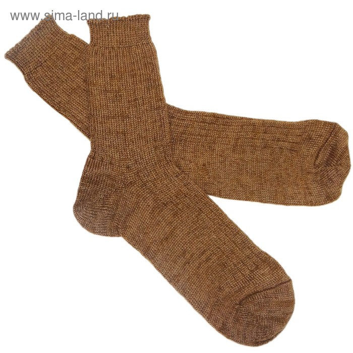 Носки из шерстяной пряжи (верблюжья) с добавлением химических волокон, размер 23 - Фото 1