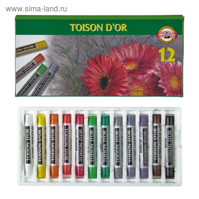 Пастель сухая художественная Koh-I-Noor TOISON D`OR, 8512/12, 12 цветов - Фото 1