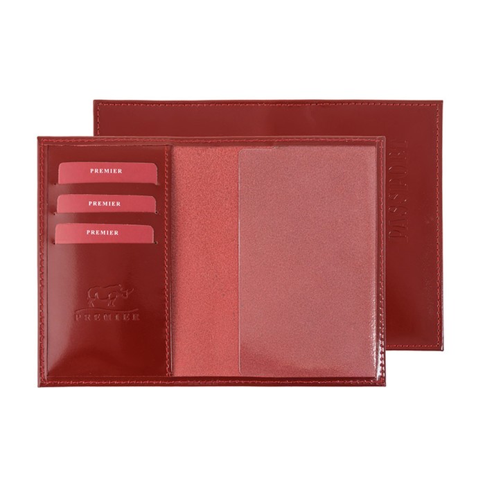Обложка для паспорта, отдел для карт, цвет красный