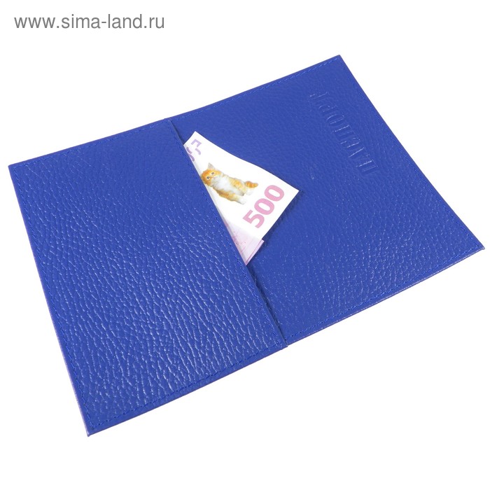 Обложка для паспорта с карманом, цвет синий - Фото 1
