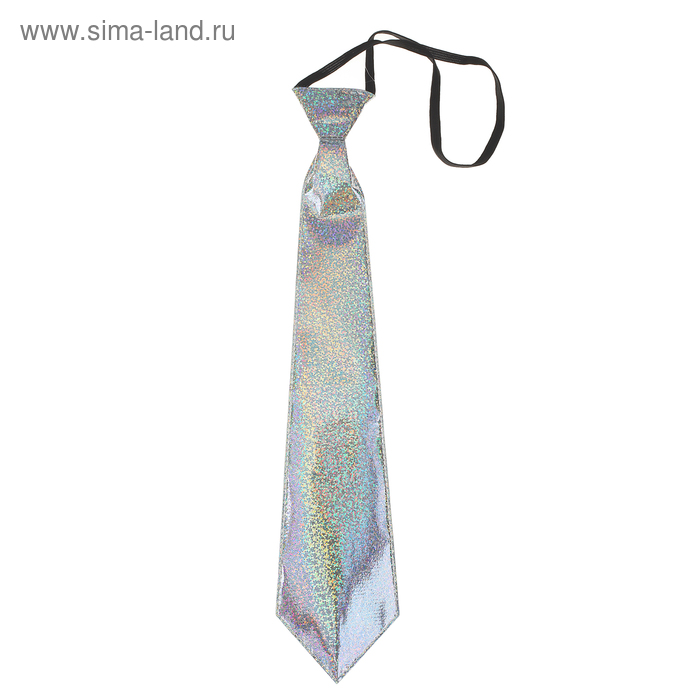 Карнавальный галстук «Блеск», на резинке, цвет серебряный - Фото 1