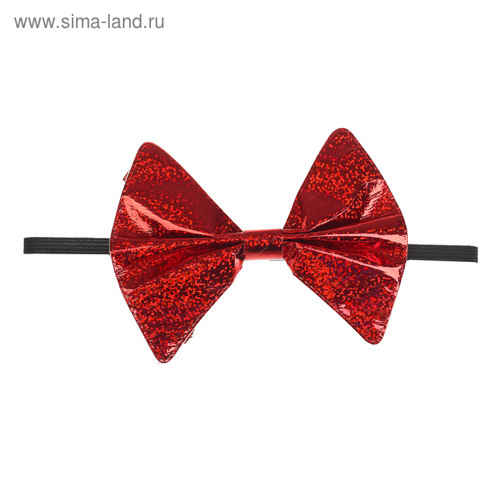 Карнавальная бабочка "Блеск" на резинке, цвет красный - Фото 1