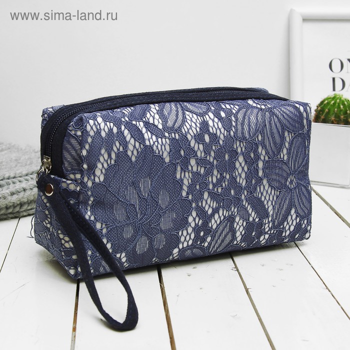 Косметичка дорожная, отдел на молнии, с ручкой, цвет синий - Фото 1