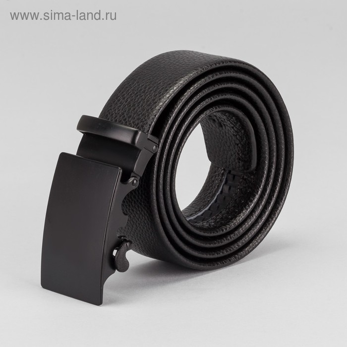 Ремень мужской, пряжка - автомат черный металл, ширина - 3,5 см, цвет чёрный - Фото 1