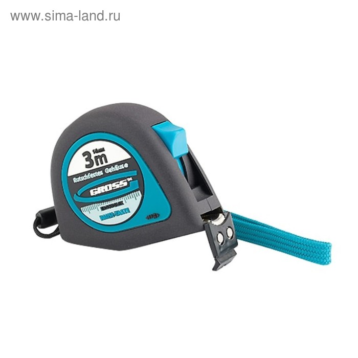 Рулетка GROSS Ergonomisch, 3 м × 16 мм, магнитный обрезиненный зацеп - Фото 1