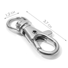 Карабин металлический, 37×12 мм / 9×1.7 мм, 10 шт., цвет серебряный - Фото 2