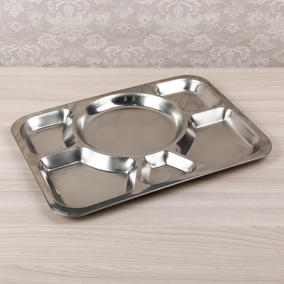 Поднос, 6 секций, 39.5×29×1.5 см, нержавеющая сталь, серебристый