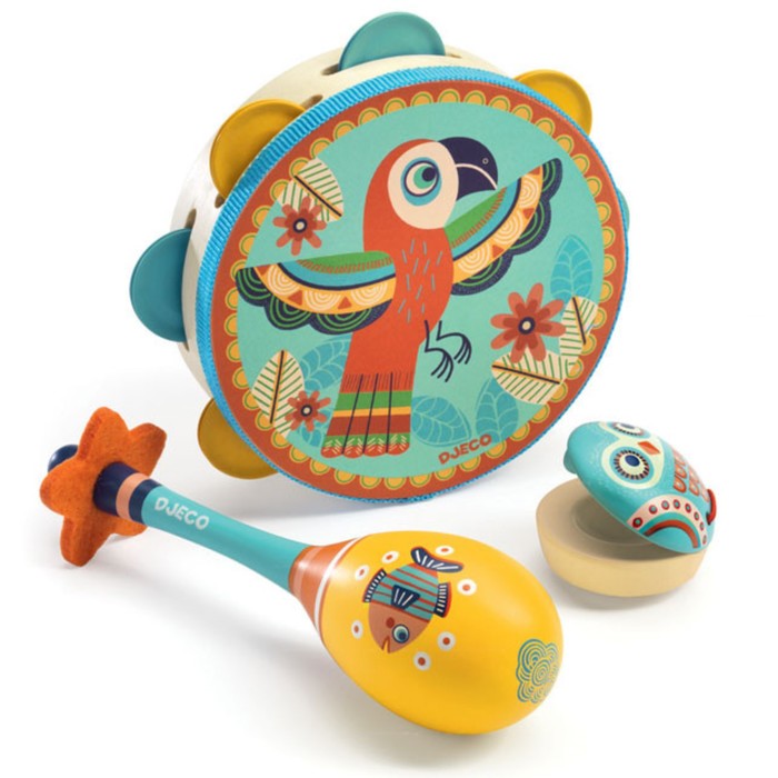 Набор игрушечных музыкальных инструментов «Маракас, кастаньета, бубен» - фото 1905443671