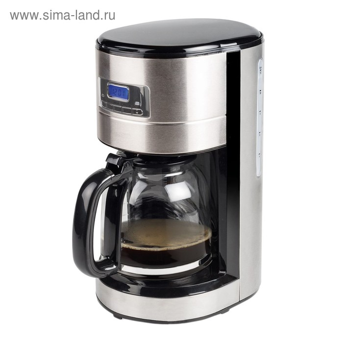 Кофеварка Gemlux GL-DCM-3, капельная, 1000 Вт, 1.8 л, дисплей, серебристо-чёрная - Фото 1