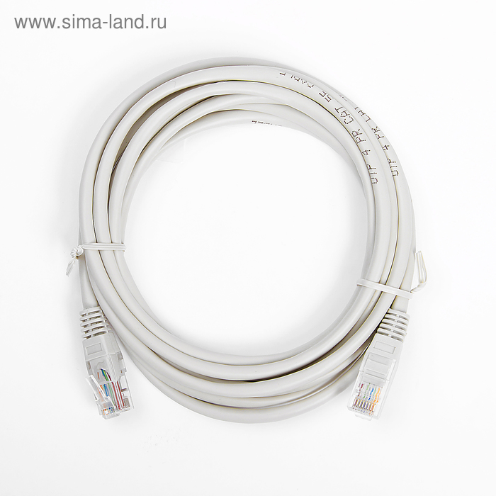 Патч-корд Cablexpert PP12-3M, UTP 5е кат., RJ-45(m)-RJ-45(m), 3 м, серый Уценка - Фото 1
