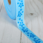 Лента атласная «Цветочки», двусторонняя, 17 мм × 25 ± 1 м, цвет голубой - Фото 2
