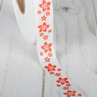 Лента атласная «Цветочки», двусторонняя, 17 мм × 25 ± 1 м, цвет бело-красный - Фото 2