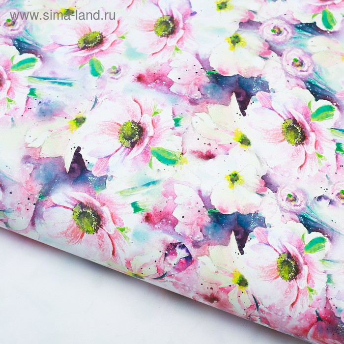 Бумага упаковочная глянцевая «Пастельные цветы», 70 × 100 см - Фото 1