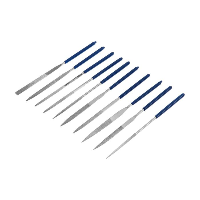 Набор надфилей алмазных ТУНДРА, обрезиненные рукоятки, 50×140×3 мм, 10 шт. - Фото 1