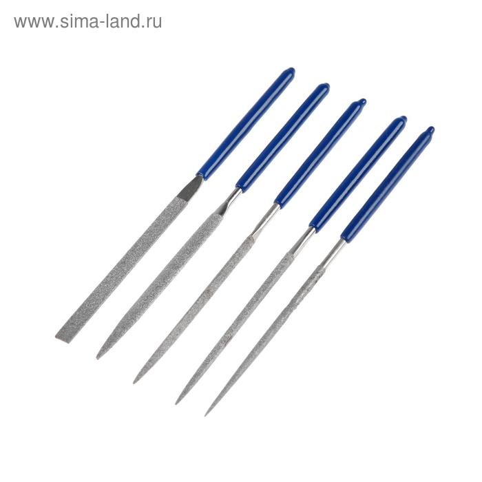 Набор надфилей алмазных ТУНДРА, обрезиненные рукоятки, 70×140×3 мм, 5 шт. - Фото 1