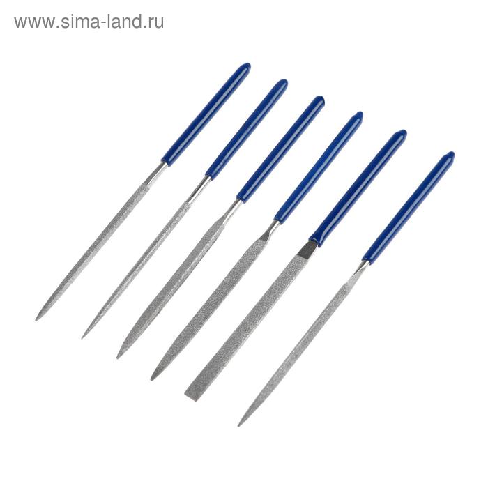 Набор надфилей алмазных ТУНДРА, обрезиненные рукоятки, 70×140×3 мм, 6 шт. - Фото 1
