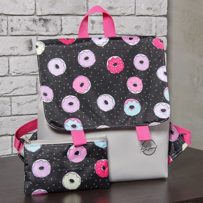 Рюкзак молодёжный, отдел на молнии, с косметичкой, цвет чёрный/серый