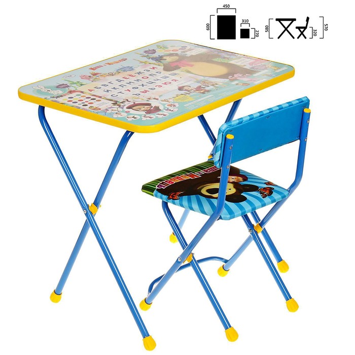 Комплект детской мебели «Азбука 2. Маша и Медведь», стол, стул мягкий