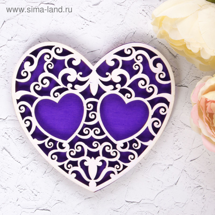 Подставка под кольца "Фиолетовое сердце" резное - Фото 1