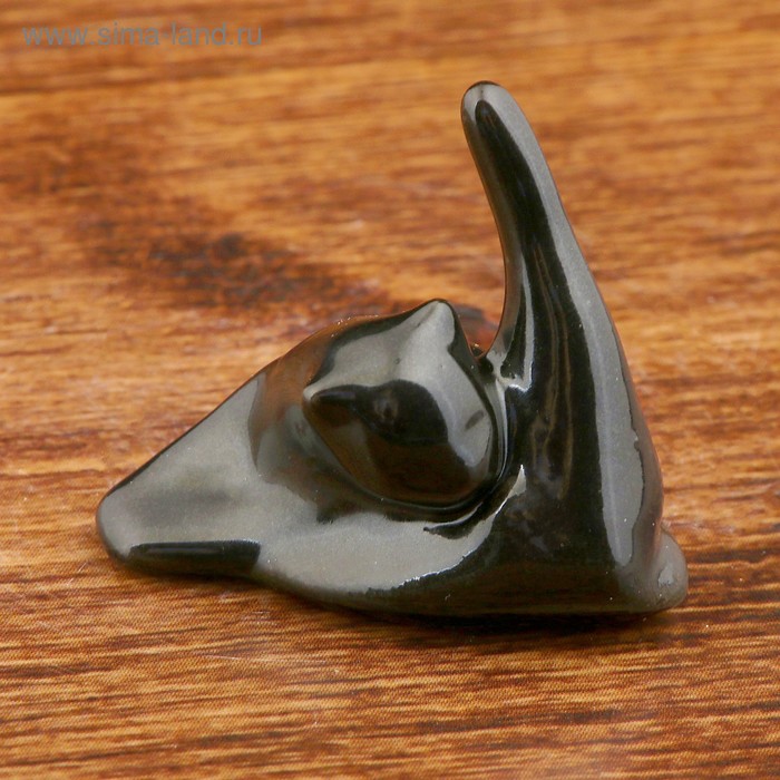 Статуэтка фарфоровая «Кот» для колец, чёрная, 4.5 см - Фото 1