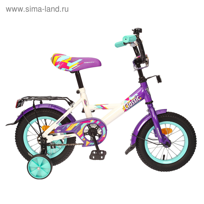 Велосипед 12" Graffiti Classic RUS, цвет белый/темно-фиолетовый - Фото 1