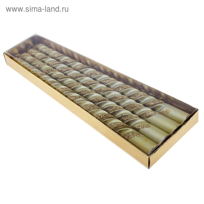 Свечи восковые витые (набор 4 шт) "Золотая спираль", цвет золото - Фото 1