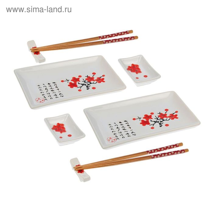 Набор для суши 8 предметов "Сакура на белом" - Фото 1