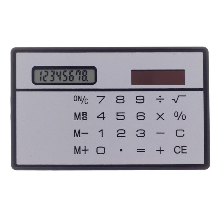 Калькулятор плоский, 8-разрядный, серебристый корпус - Фото 1