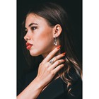 Гарнитур посеребрение 2 предмета: серьги, кольцо «Жемчуг речной» цветы 17 размер - Фото 2