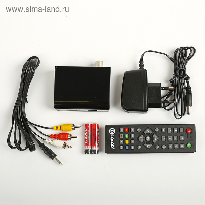 Приставка для цифрового ТВ D-COLOR DC700HD, FullHD, DVB-T2, HDMI, RCA, USB, черная - Фото 1