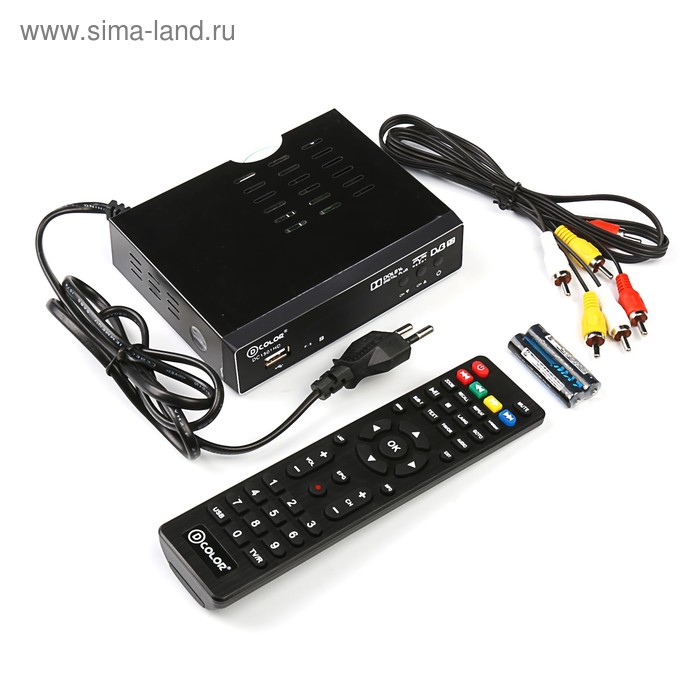 Приставка для цифрового ТВ D-COLOR DC1501HD, FullHD, DVB-T2, дисплей, HDMI, RCA, USB, черная - Фото 1