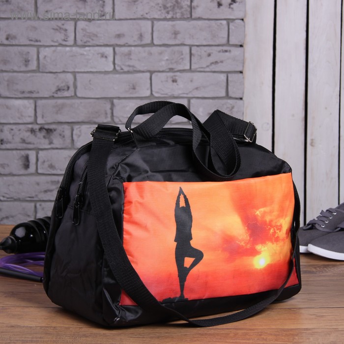 Сумка спортивная, отдел на молнии, наружный карман, цвет чёрный/оранжевый - Фото 1