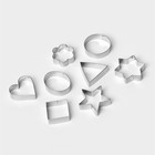 Набор форм для вырезания печенья Доляна «Круг, овал, звезда, квадрат, сердце», 14×14 см, 8 предметов, цвет серебряный - Фото 2