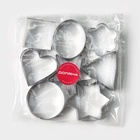 Формы для печенья Доляна «Круг, овал, звезда, квадрат, сердце», 14×14 см, 8 предметов, серебристые - Фото 4