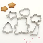 Набор форм для вырезания печенья «Мишка, цветок, сердце, ель, звезда», 6 шт, 19×13 см, цвет хромированный - Фото 2