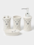 Аксессуары для ванной Доляна «Стразы. Капельки», 4 предмета, дозатор 200 мл, мыльница, 2 стакана, белые - Фото 1