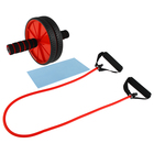 Набор для фитнеса (ролик для пресса+эспандер), цвет красный - Фото 1