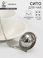 Ситечко для чая Доляна «Бергамот», d=4.5 см, на цепочке, нержавеющая сталь, серебристое - Фото 1